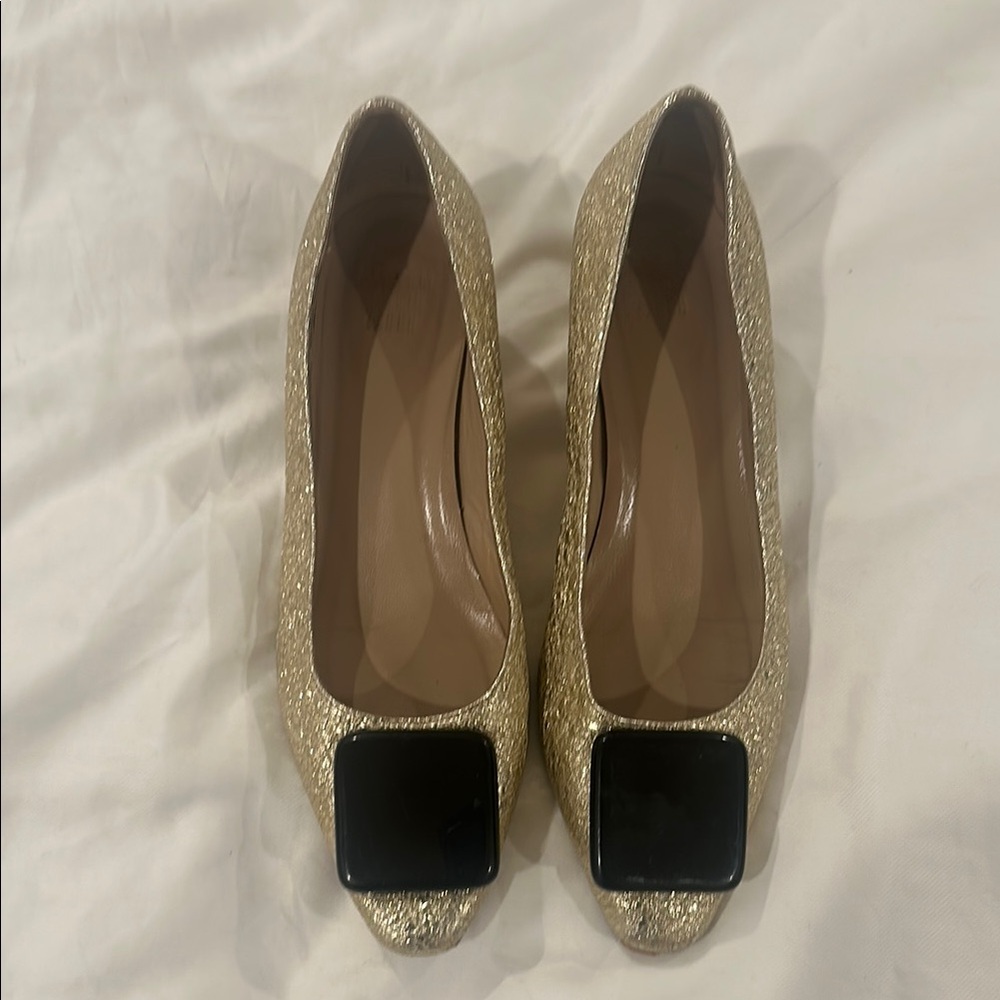 Maryam Nassir Zadeh Gold and Black Heels